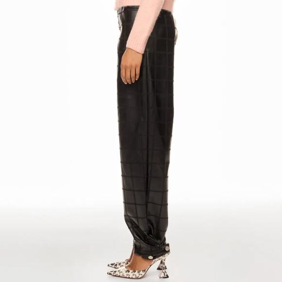 Baum und Pferdgarten Black Faux Leather Pants Size 8 Quilted Baggy Tapered $279 - Picture 2 of 14